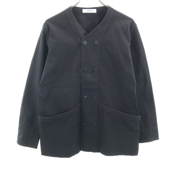 未使用 オーバーダイイング ブルゾン S 黒 ノーカラー コットン リネン メンズ