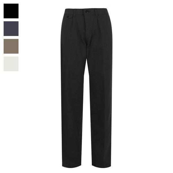 男性用ワンタック スパンデックス インナーバンド付き コットンパンツ NE-PTA-Q032-ブラック