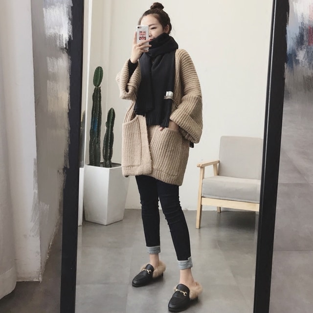 【送料無料】レディース ニットカーディガン ルーズ レイジースタイル セーターレッドジャケット