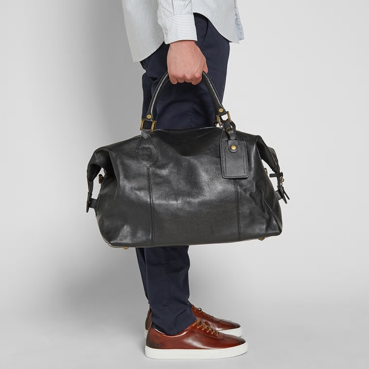 Leather Travel Explorer Holdall bag BLACK