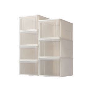 （まとめ）たっぷり収納ケース55L ホワイト／クリア 幅400x奥550x高300mm 3個セット