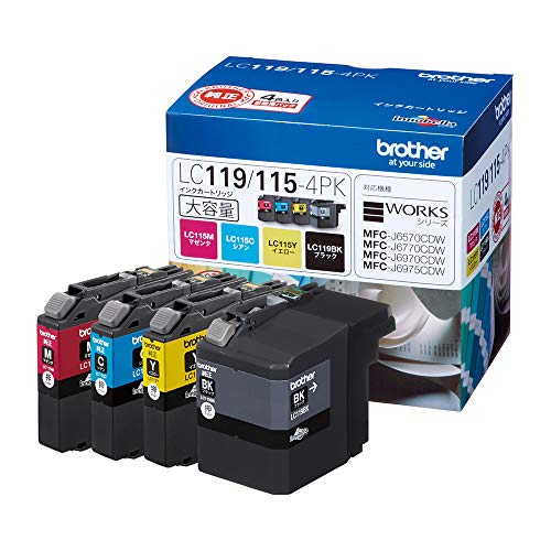 ブラザー工業 【brother純正】インクカート リッジ4色パック(大容量) LC119/115-4PK 対応型番:MFC-J6973CDWMFC-J6770CDWMFC-J6573CDW 他