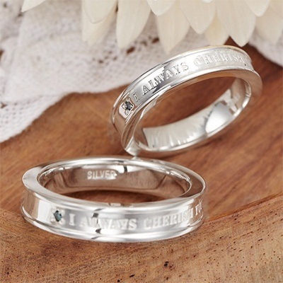 シルバー925製メッセージリング1粒天然ブルーダイヤモンドI ALWAYS CHERISH YOUダイアモンドの宝石鑑別書7/9/11/13/15/17/19/21号指輪ペアリングレディースメンズ送料