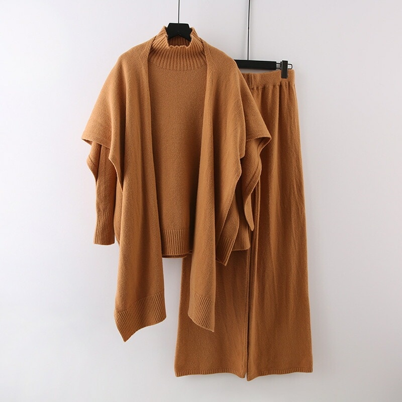 【2点購入で150OFF】【短納期】「三点セット」セットアップ レディース 秋冬 春 セットアップ ニット ニットセーター プルオーバー ドレス ワイドパンツ ニット プルオーバーセーター ニットセッ