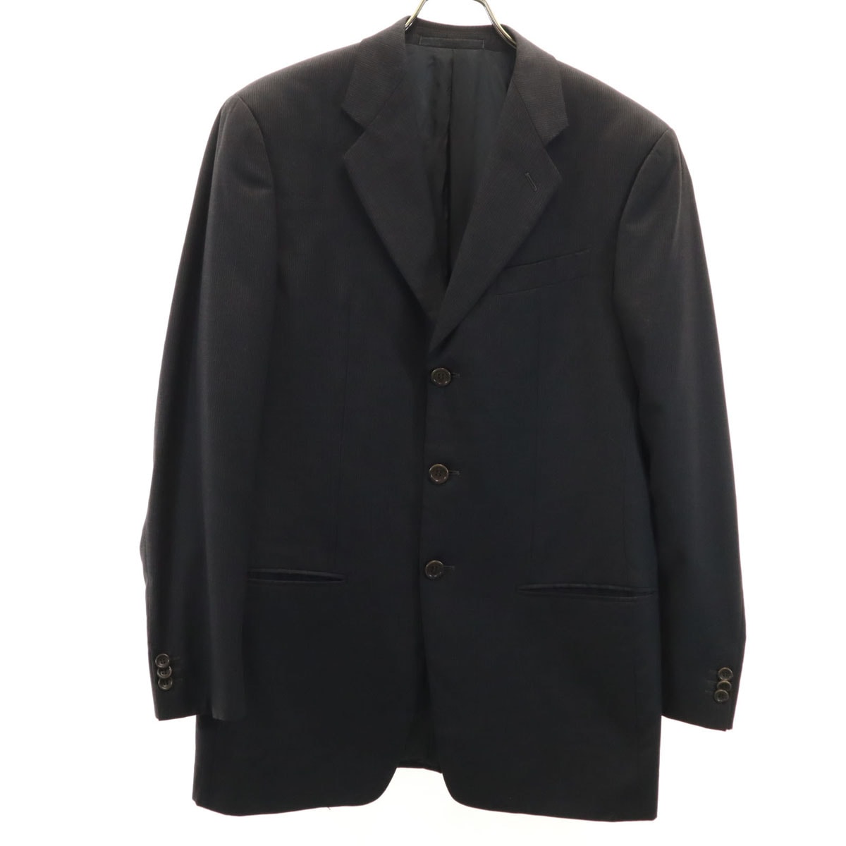 イタリア製 ストライプ柄 テーラードジャケット 46 グレー メンズ 古着