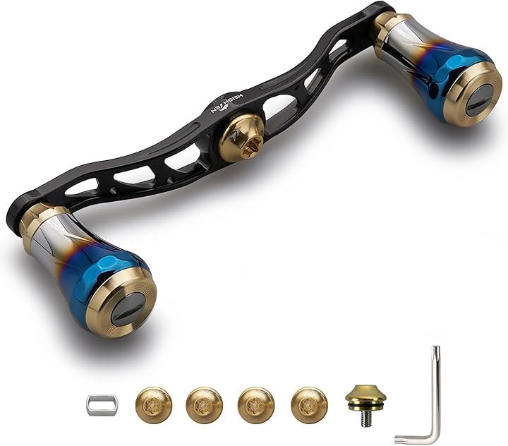 ベイト リール ハンドル 航空アルミ製 シマノ ダイワ アブガルシア 通用 ベイトリール Aurora 0122(V2.0 - 105mm - ブラック＆ゴー)