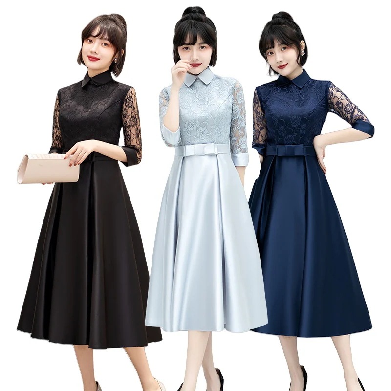 【送料無料】ドレス パーティードレス 結婚式 ワンピース ドレス 袖あり 大きいサイズ ワンピースフォーマルドレス フォーマル お呼ばれ 服 親族 大きいサイズ 大人 上品 20代 30代 40代 5