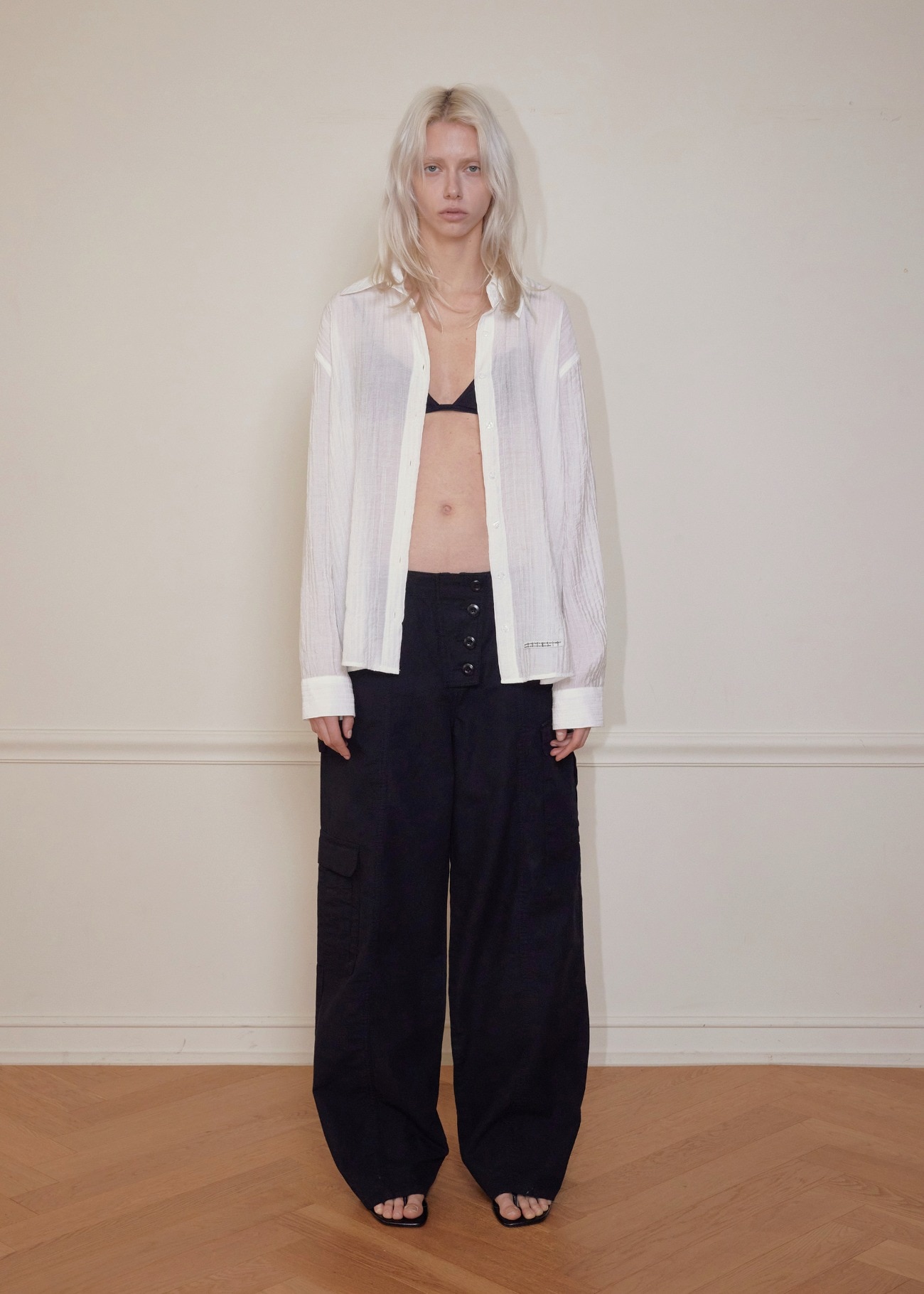 【bohemseo】 SOFT VEIL STRIPE SHIRT, IVORY 正規品