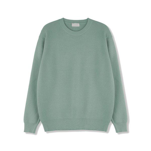 メンズ メリノ ウール ウォッシャブル ラウンド ニットT SG-KN-Q028-カーキ