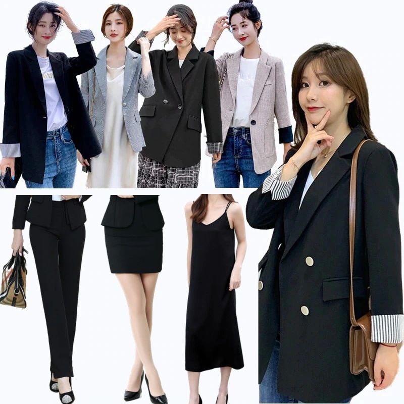 ロールアップ袖 選択可能セット「パンツ/スカート」シングルブレスト 春スーツ 通勤 入社 OL30%までに制限