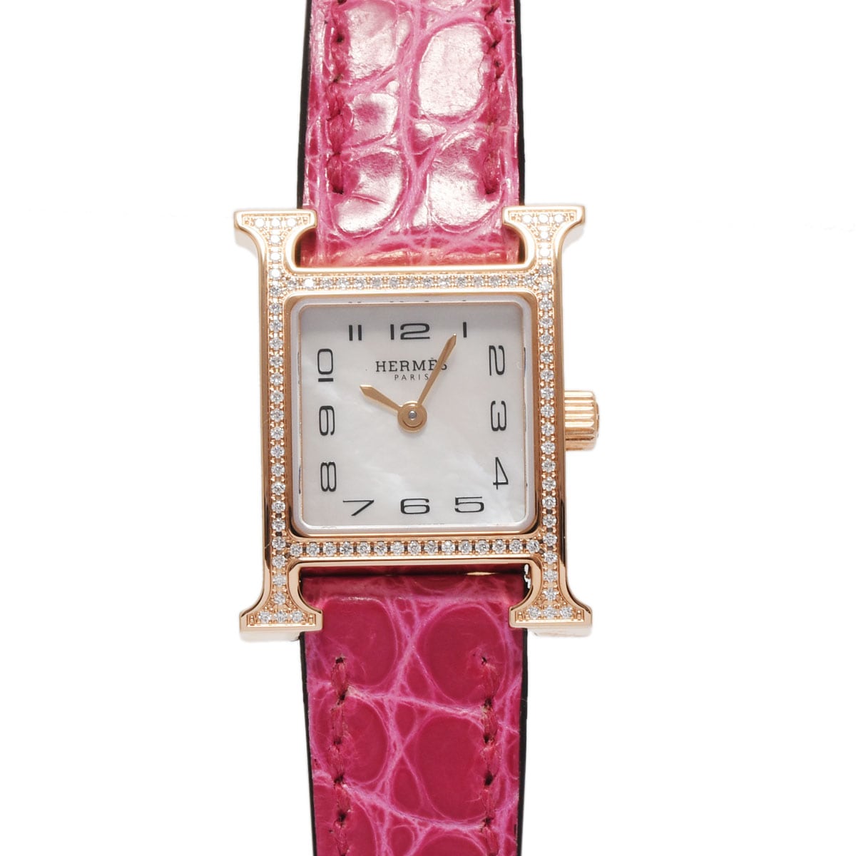 エルメス Hウォッチ ミニ ダイヤベゼル HH1.173 シェル レディース 腕時計 クォーツ 銀蔵