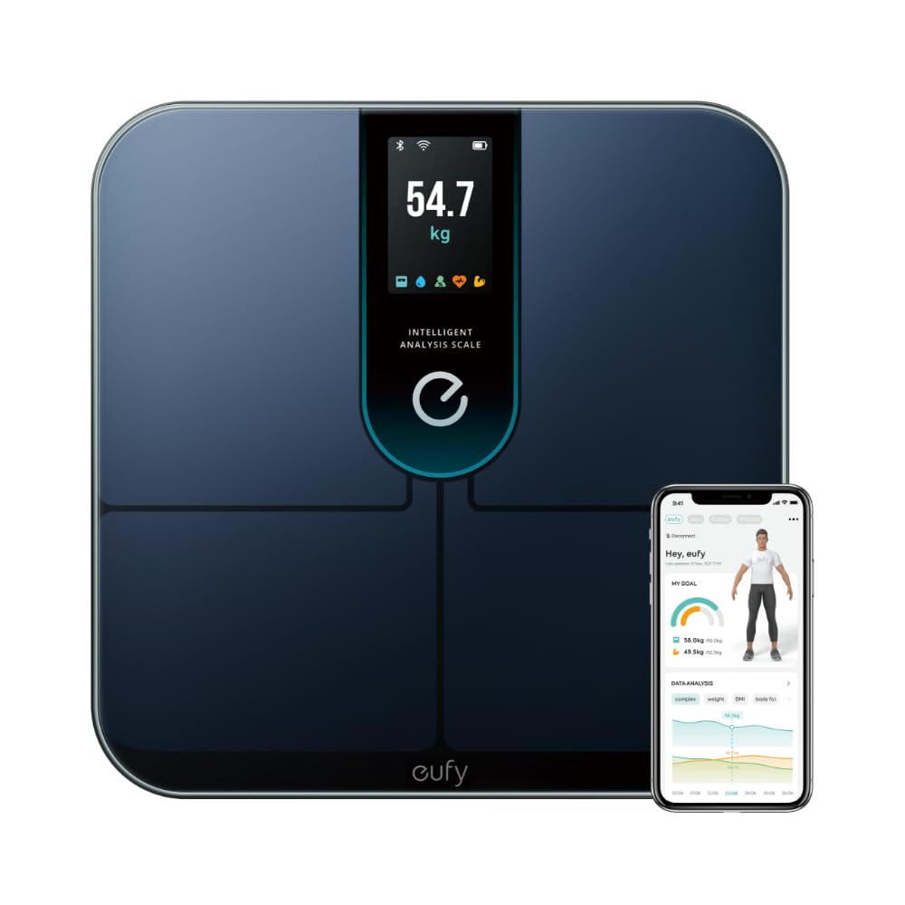 Anker Eufy (ユーフィ) Smart Scale P3 （体重体組成計）【アプリ対応/Fitbit連携/体脂肪率/BMI/心拍数/筋肉量/基礎代謝量/水分量/体脂肪量/骨量/内臓脂肪/タンパ