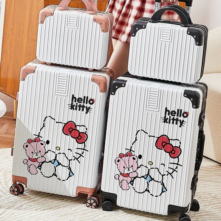 送料無料新型スーツケースケース20型落書きキティかわいいパスケース高容貌値子母箱厚防爆スーツケース