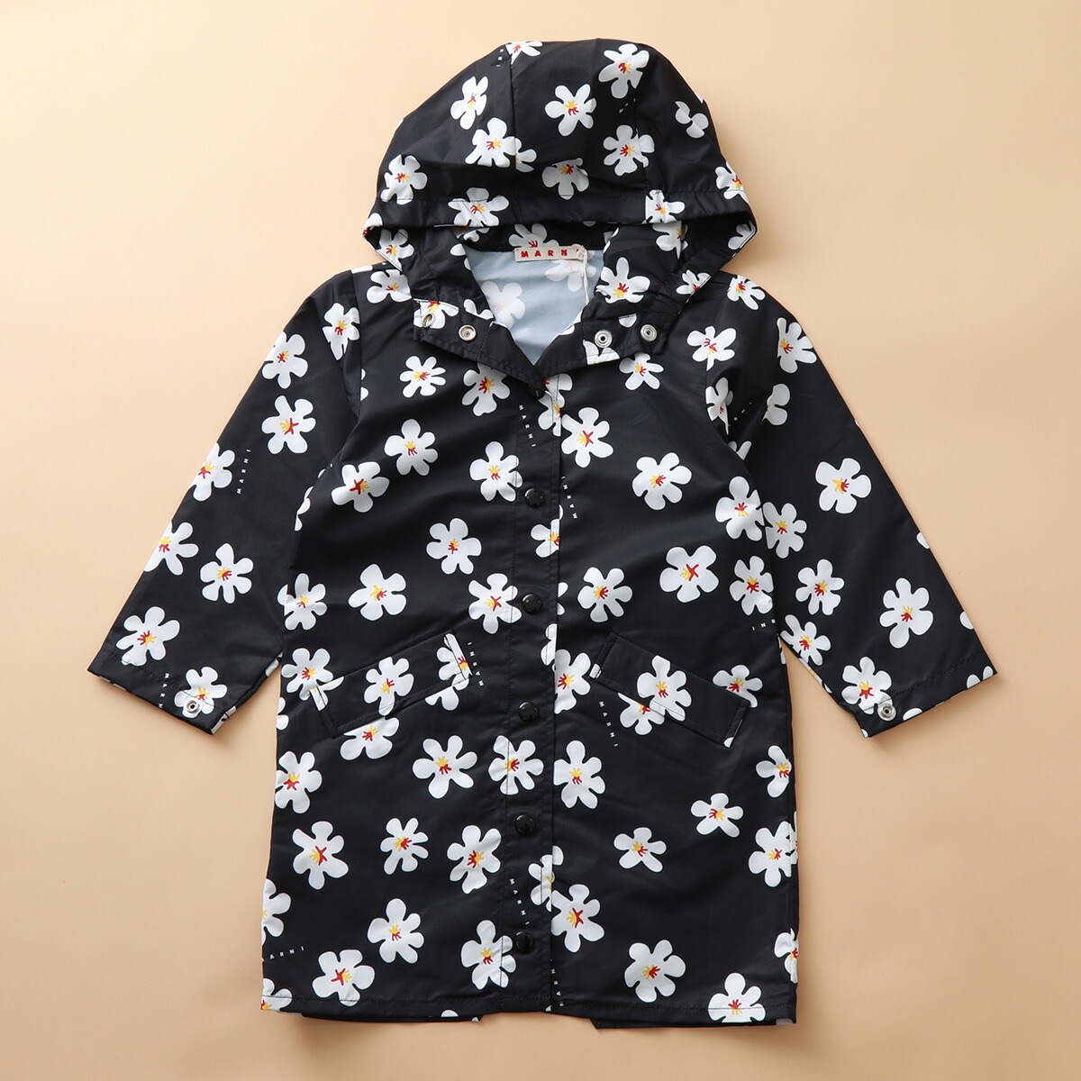 MARNI KIDS マルニ キッズ ベビー ジャケット M00764 M00NQ ガールズ フーデッド 花 フラワー ロゴ 長袖 ロング丈 0M900