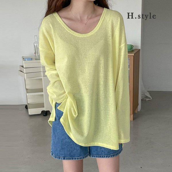 HスタイルNBラテVニットティー/春の新商品/大きいサイズ/ニットTシャツ/カーディガン