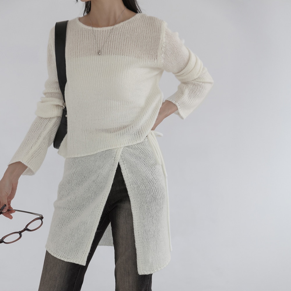 ボミエルラップスカートセットラウンドニット