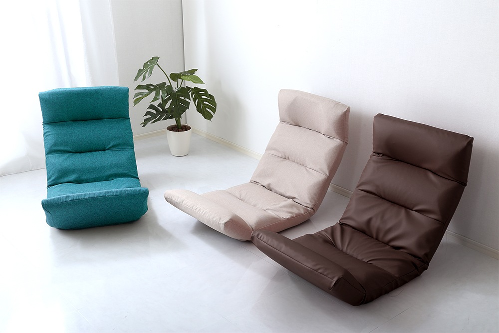 座椅子 おしゃれ ハイバック リクライニングチェア コンパクト レザー ファブリック 日本製