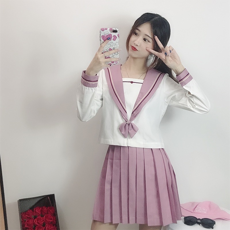【1つ買うと10つ無料】ピンクの愛長と半袖の学生学校ユニフォームの制服の制服大学スタイルスーツjkユニフォームの船乗りユニフォーム