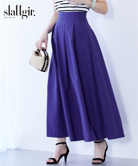 ロングスカート 高身長　シンプルタックフレアロングスカート トールサイズ