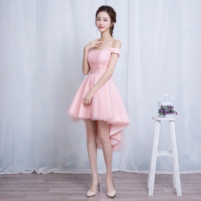 オフショルダー テールスカート ミニフレアドレス 無地 ワンカラー シンプル エレガント フェミニン フレア レディース ２０１８年新作 定番 人気 およばれ 結婚式 二次会 演奏会 観劇 謝恩会