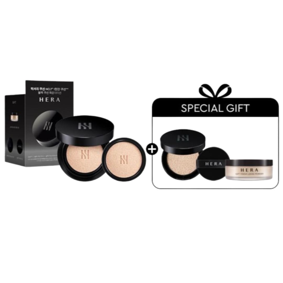 ブラッククッションファンデーション本品+レフィル(+ミニクッション21N+ミニパウダー+パフ)