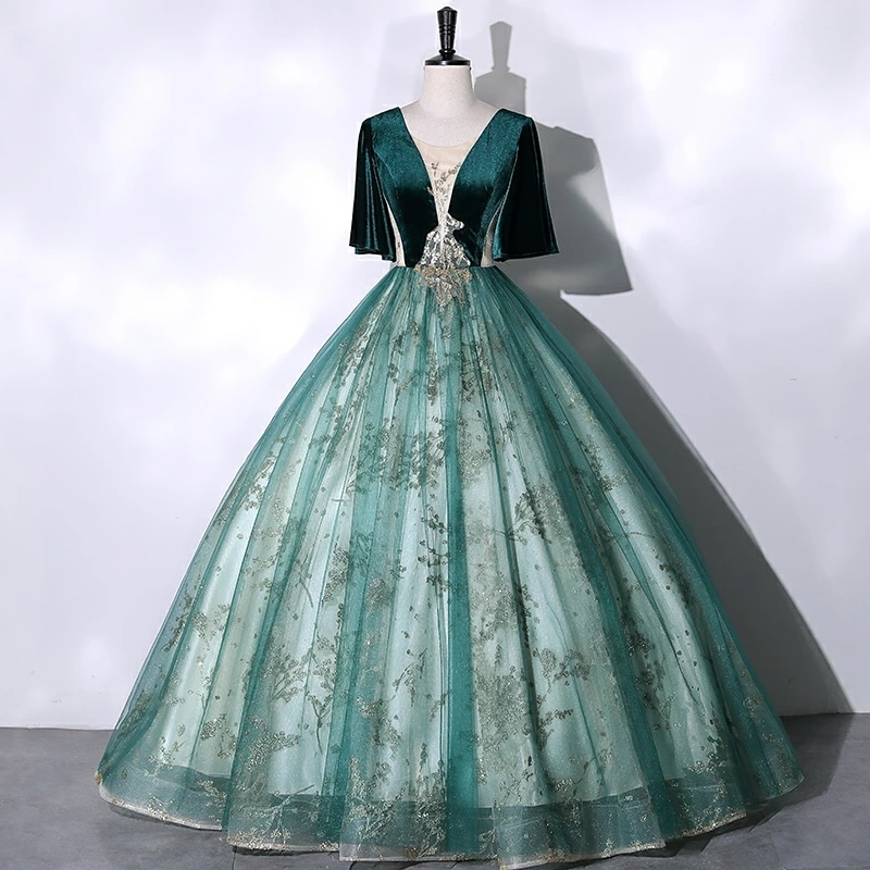 カラードレス 撮影 披露宴 結婚式 長袖 パーティードレス ロングドレス ステージドレス 二次会 Vネック 前撮りドレス 編み上げタイプ イブニングドレス 演奏会用ドレス エレガント フォーマルドレス