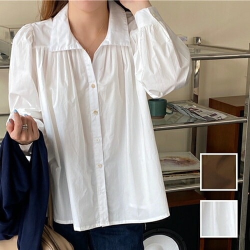 ブラウス シャツ 韓国 ファッション レディース 秋 冬 カジュアル コーデ シンプル 定番 セレカジ 20代 30代 40代 2025 ギャザー オープンカラー プレーン 着回し