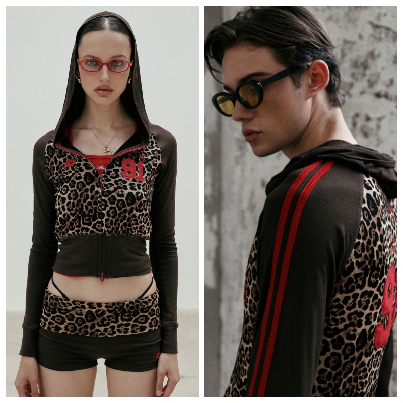 【BADBLOOD】 JERSEY HOODED ZIP-UP : LEOPARD
