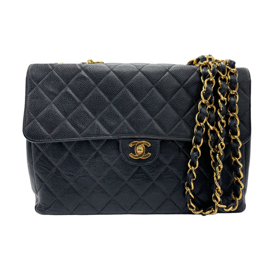 シャネル CHANEL ショルダーバッグ マトラッセ30 キャビアスキンレザー ブラック ゴールド レディース z1737