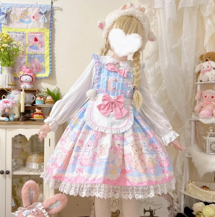 224【新作登場 最安値】 ロリータ jsk ワンピース　ゴスロリ コスプレ メイド服 コスチューム 文化祭 学園祭 衣装 仮装 ハロウィン おすすめ 可愛い 長袖 ドレス　日常　写真　舞台