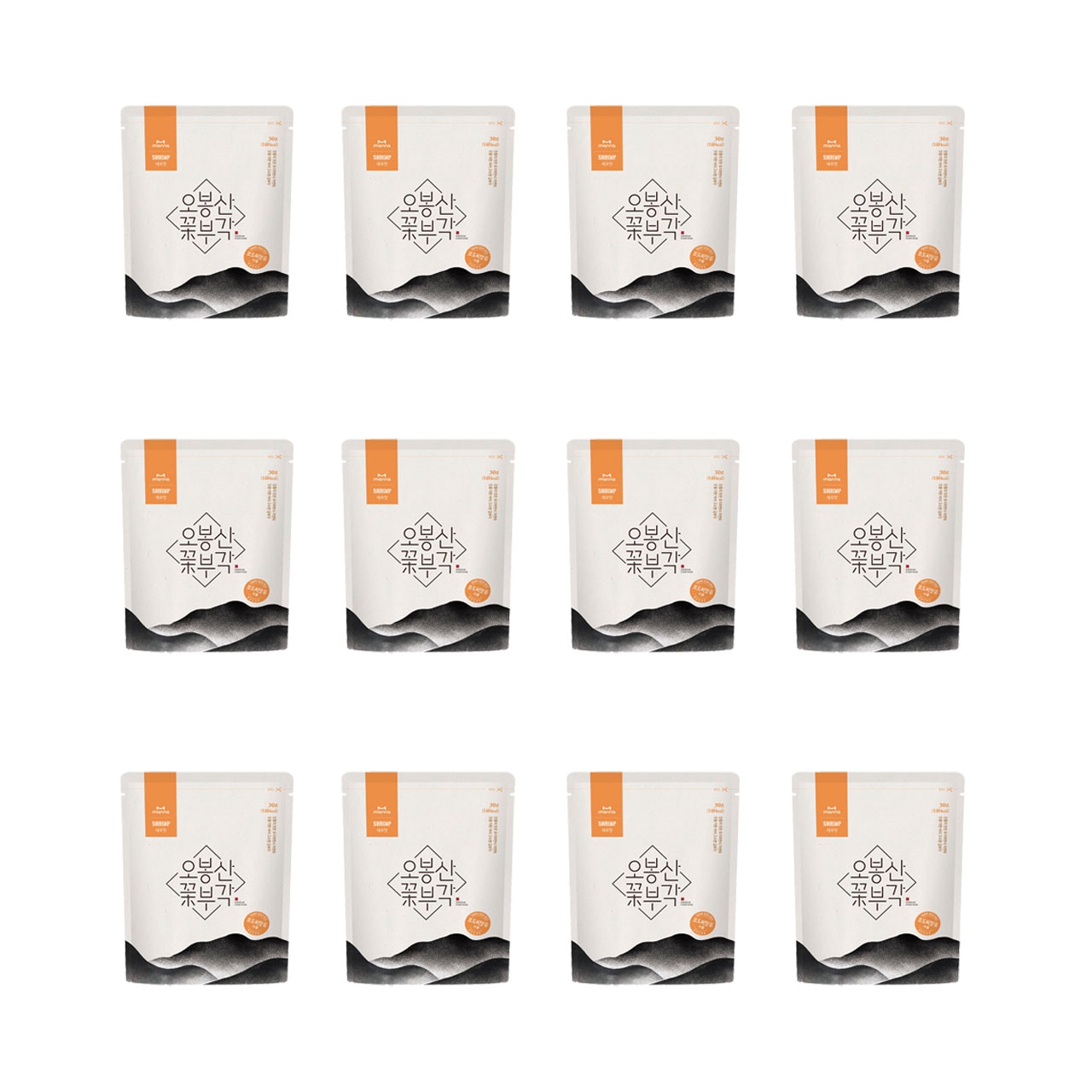 [30g*12개] 김부각 만나 오봉산꽃부각 100% 찹쌀, 포도씨유 한국 김스낵 / 30g 12P / 새우맛 / 100% 건새우 첨가 / 김튀김 / 한국 기념품