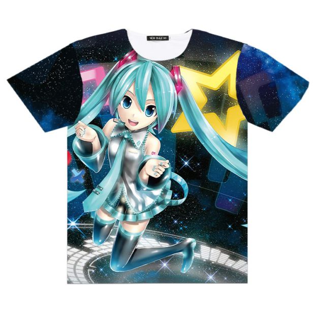 vocaloid 初音ミク Miku バイナリ Tシャツ 半袖 フルカラー 痛服 夏2