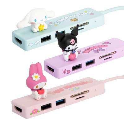 サンリオ スマート 5in1 Cタイプ フィギュア マルチハブ クロミ / マイメロディ / シナモンロールUSBハブ
