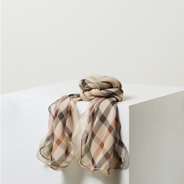 AK Bundang店 ブラウンチェックロングシルクDCSC5F290W2