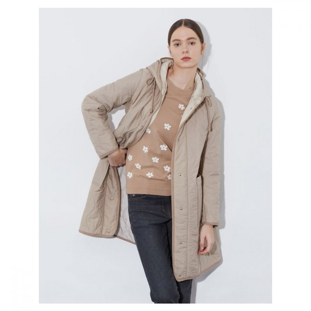 (オリビア・ローレン) ウェーブキルトフード付きパッド入りジャンパー_VVBKA4S1291