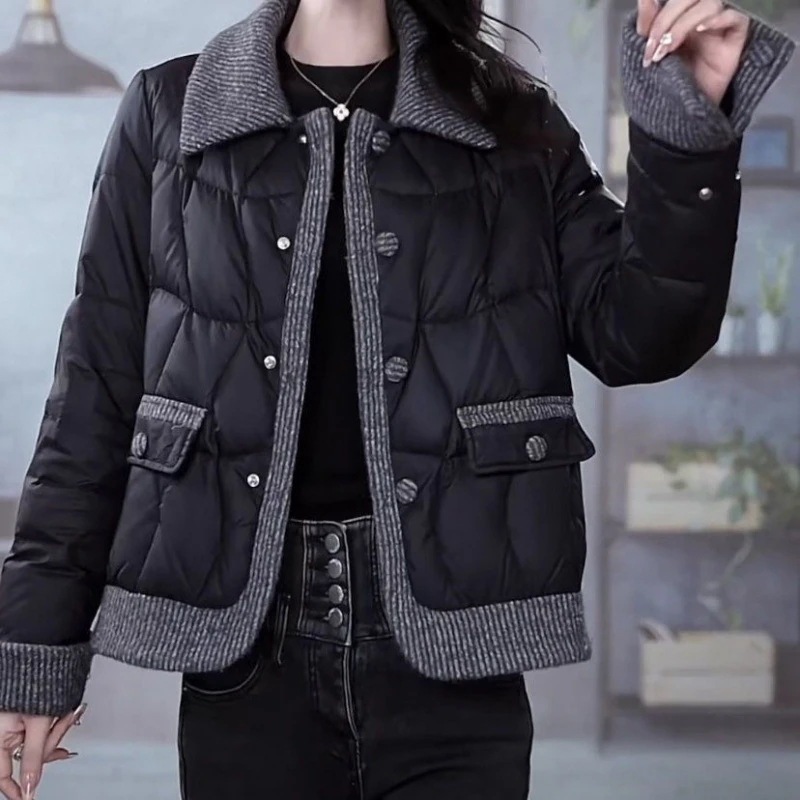 女性用用老化防止・着痩せ綿入り衣類ファッショナブルな韓国版薄手ダウンジャケットカジュアル綿入りジャケット