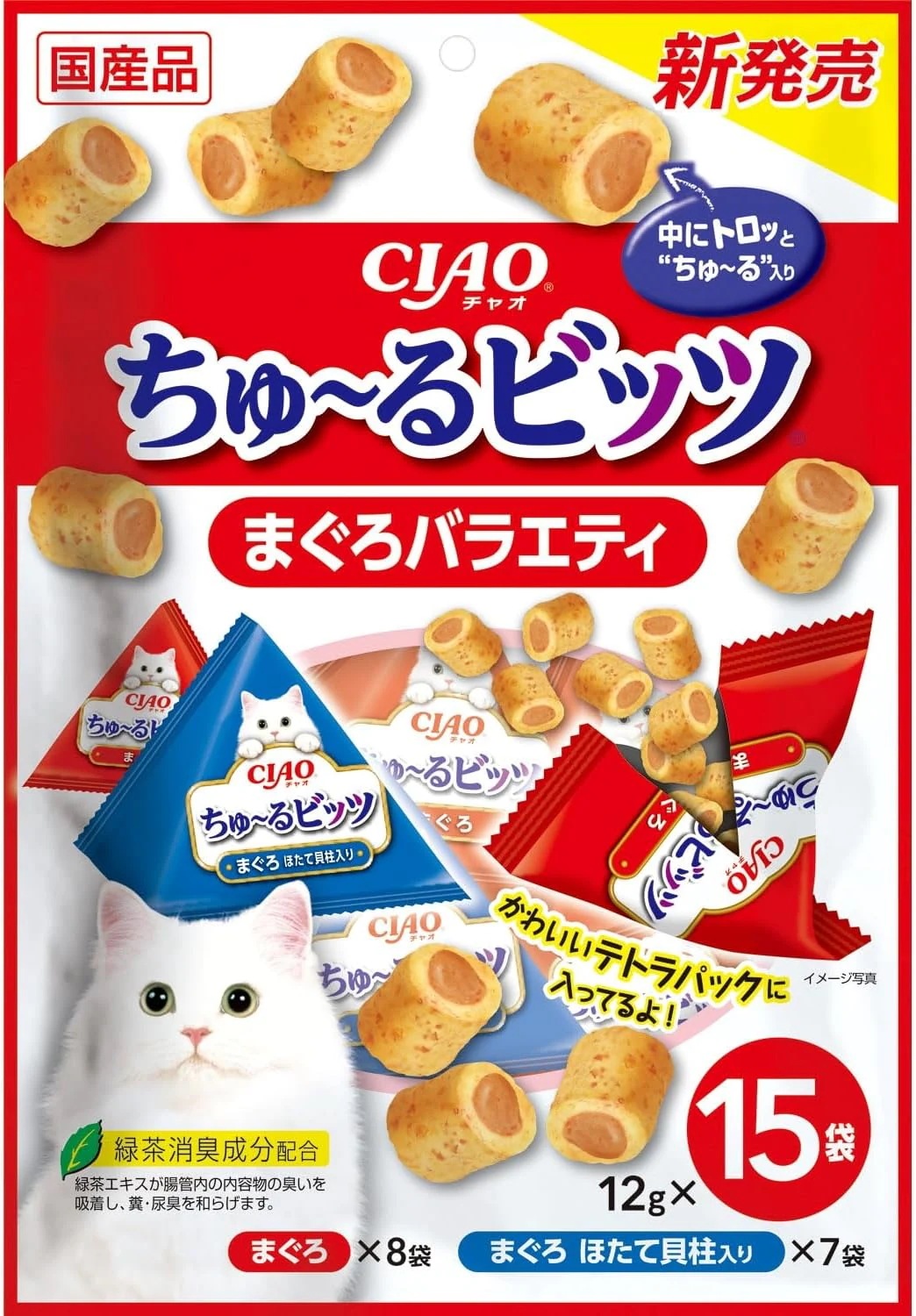 【16個セット】CIAOちゅ～るビッツまぐろバラエティ12g×15袋