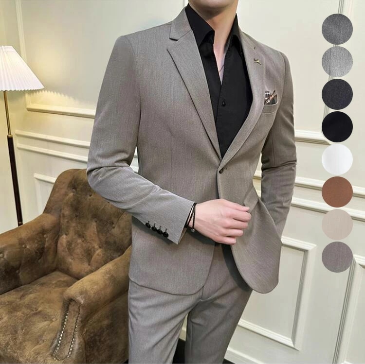 選べる8色 ビジネススーツ スリムスーツ 3点セット ジャケット+パンツ+ベスト 3ピーススーツ メンズ 結婚式スーツ セットアップ フォーマルスーツ 忘年会 披露宴 紳士服 上下セット スーツセット