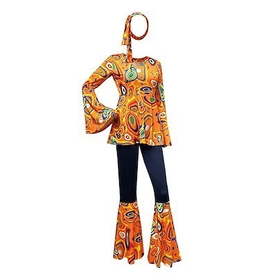 新しいホットトレンドヒップホップスタイルプリント上着フレアパンツスカーフセットヒッピーショー衣装