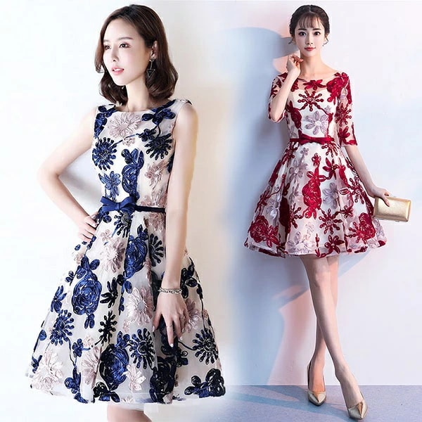 ドレス 大人 ピアノ 発表会 ショート丈ドレス 膝丈 演奏会 演奏会用ドレス 袖付き ピアノ発表会 結婚式 高校生 パーティードレス 演奏会ドレス 大きいサイズ 母親 コンクール イブニングドレス 大