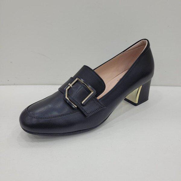 女性用 履きやすい Uチップ スクエアトゥ飾りローファー 5センチ PFCSHP503_US