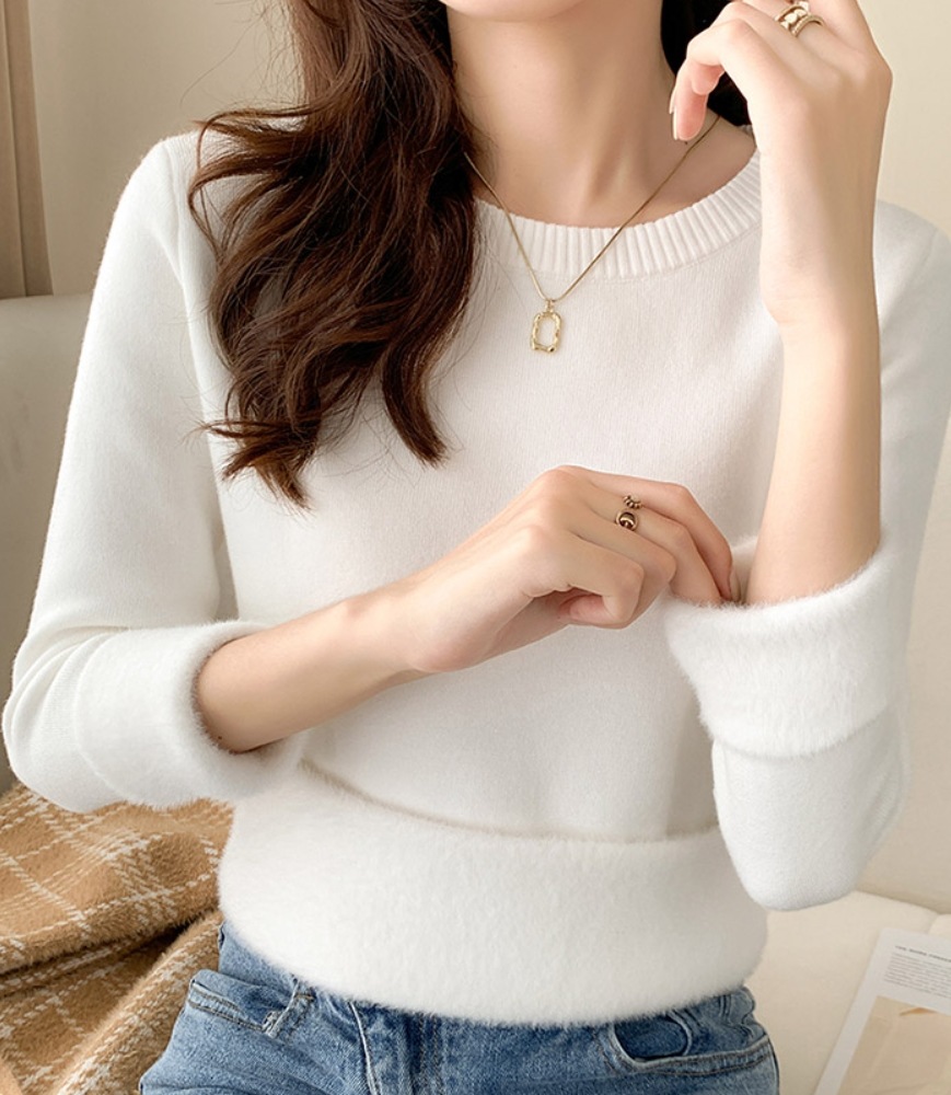 デート ニットソー 長袖 ラウンドネック モコモコ ふわふわ 裏起毛 可愛い きれいめ 上品 おしゃれ かっこいい 可愛い ラブリー キュート ガーリー クール モード系 セクシー エレガント