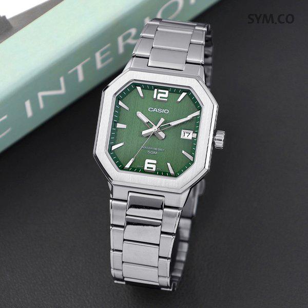 MTP-B195D-3A スタイリッシュ ヴィンテージ スクエア メタル テクスチャ メンズ メタル ウォッチ d