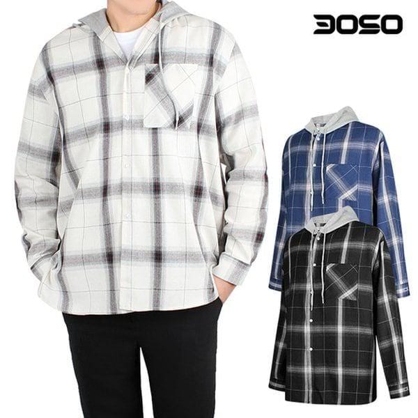 [] カジュアル メンズ 春/秋 フード チェック シャツ/オーバーフィット フード チェック シャツ/CSJB