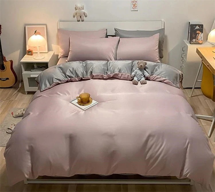 早い者勝ち 3点セット 感 シーツ 掛け布団カバー シルク ベッド装着 4点セット ベッドンシーツ