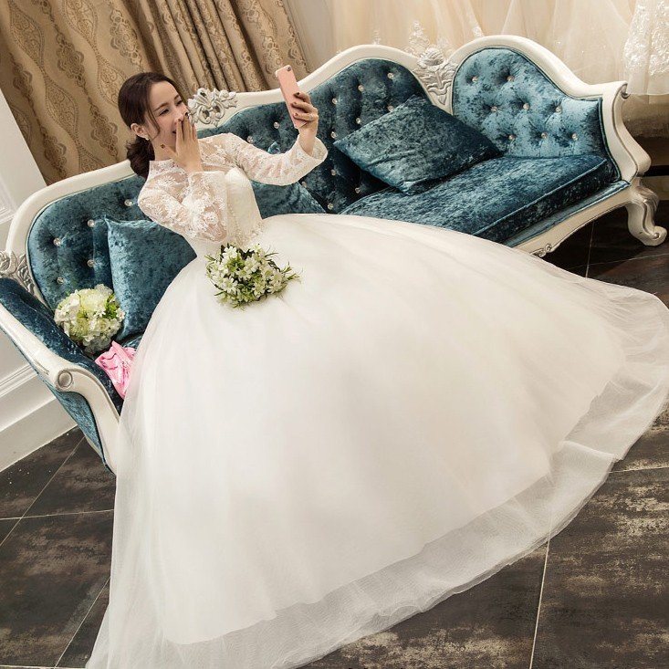 ウエディングドレス 結婚式 長袖 エンパイア 安い 二次会 ウェディングドレス プリンセス 花嫁 ドレス 披露宴 ロングドレス ブライダル 白 大きいサイズ