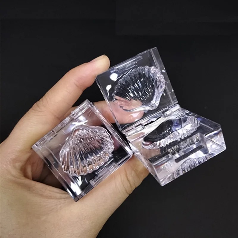 小さなアイスキューブアイシャドウパレット透明蛍光メイクボックスブラッシュケースプライベートラベルユニークなシェルアイシャドウ容器
