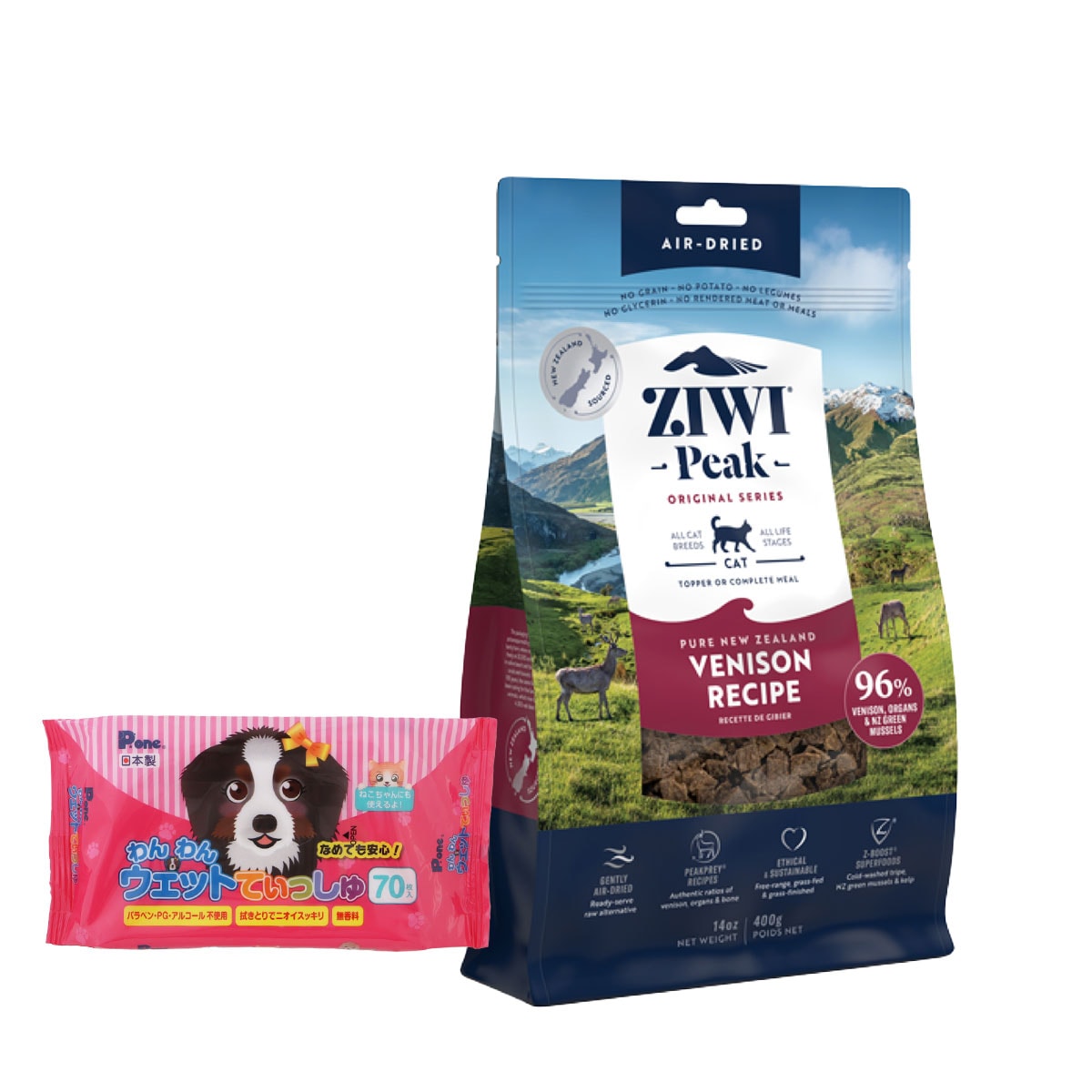 エアドライ キャットフード ベニソン 400g【わんわんウエットてぃっしゅ1個付き】