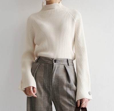 レディース トップス ニット セーター 長袖 萌袖 ハイネック ストレート 厚手 大人可愛い きれいめ シンプル カジュアル 上品 おしゃれ クール エレガント キュート ナチュラル シック 高級感