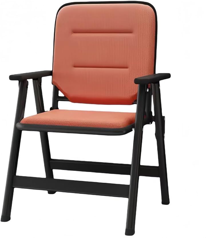 ミーティングチェア パイプ椅子 完成品 人間工学 折り畳み 会議椅子 軽量 持ち運び 高反発座面 通気性 オフィス (オレンジ, 90x58x58cm)